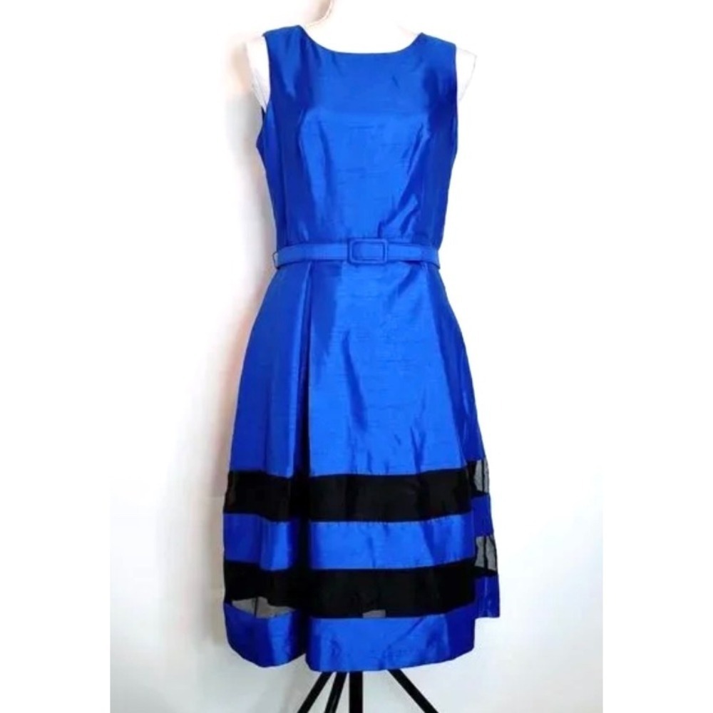 R&K Dress‎ sleeveless belted cocktail royal blue Size 16W NWT